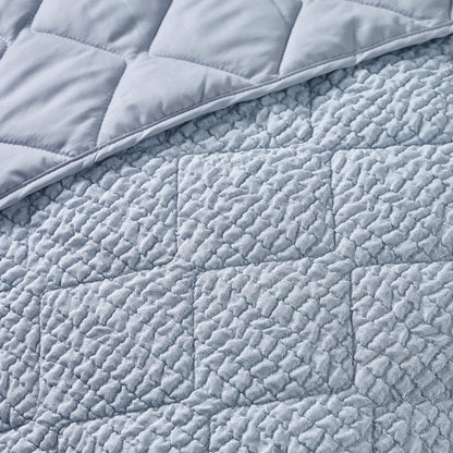 Catherine Lansfield Crinkle Seersucker Texture Bedspread - Blue