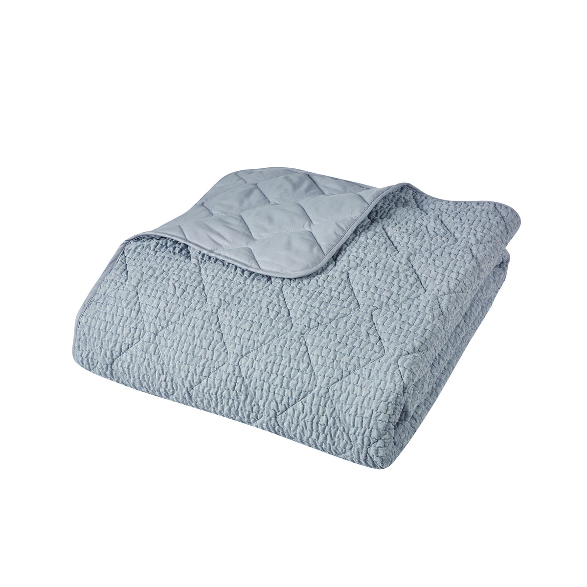 Catherine Lansfield Crinkle Seersucker Texture Bedspread - Blue