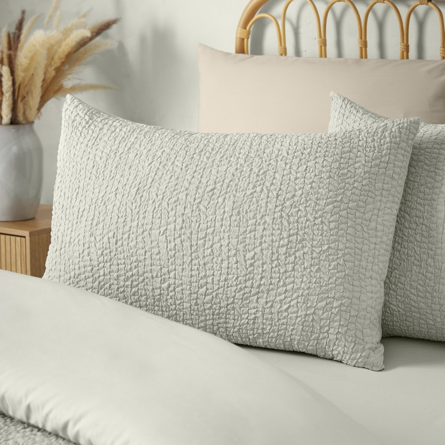 Catherine Lansfield Crinkle Seersucker Duvet Cover Set - Green