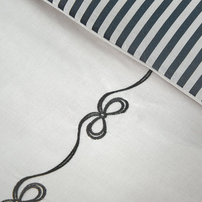 Catherine Lansfield Bow Embroidery Duvet Cover Set - Cream/Black