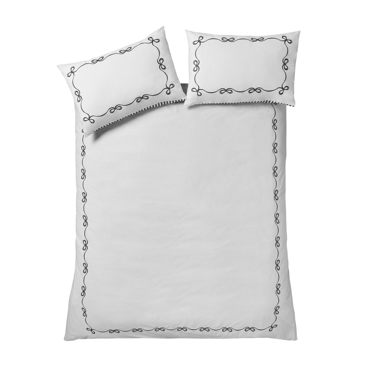 Catherine Lansfield Bow Embroidery Duvet Cover Set - Cream/Black