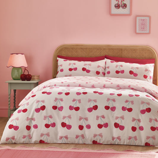 Catherine Lansfield Cherries And Bows Duvet Cover Set