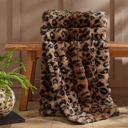 Catherine Lansfield Animal Print Throw - Brown