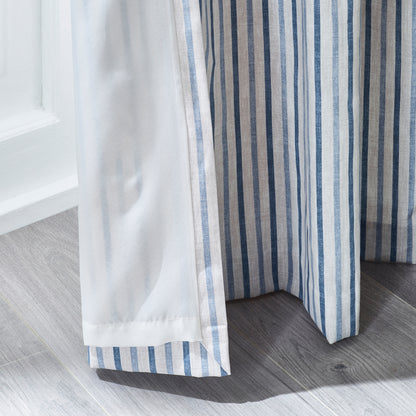 Catherine Lansfield Logan Stripe Eyelet Curtains - Blue