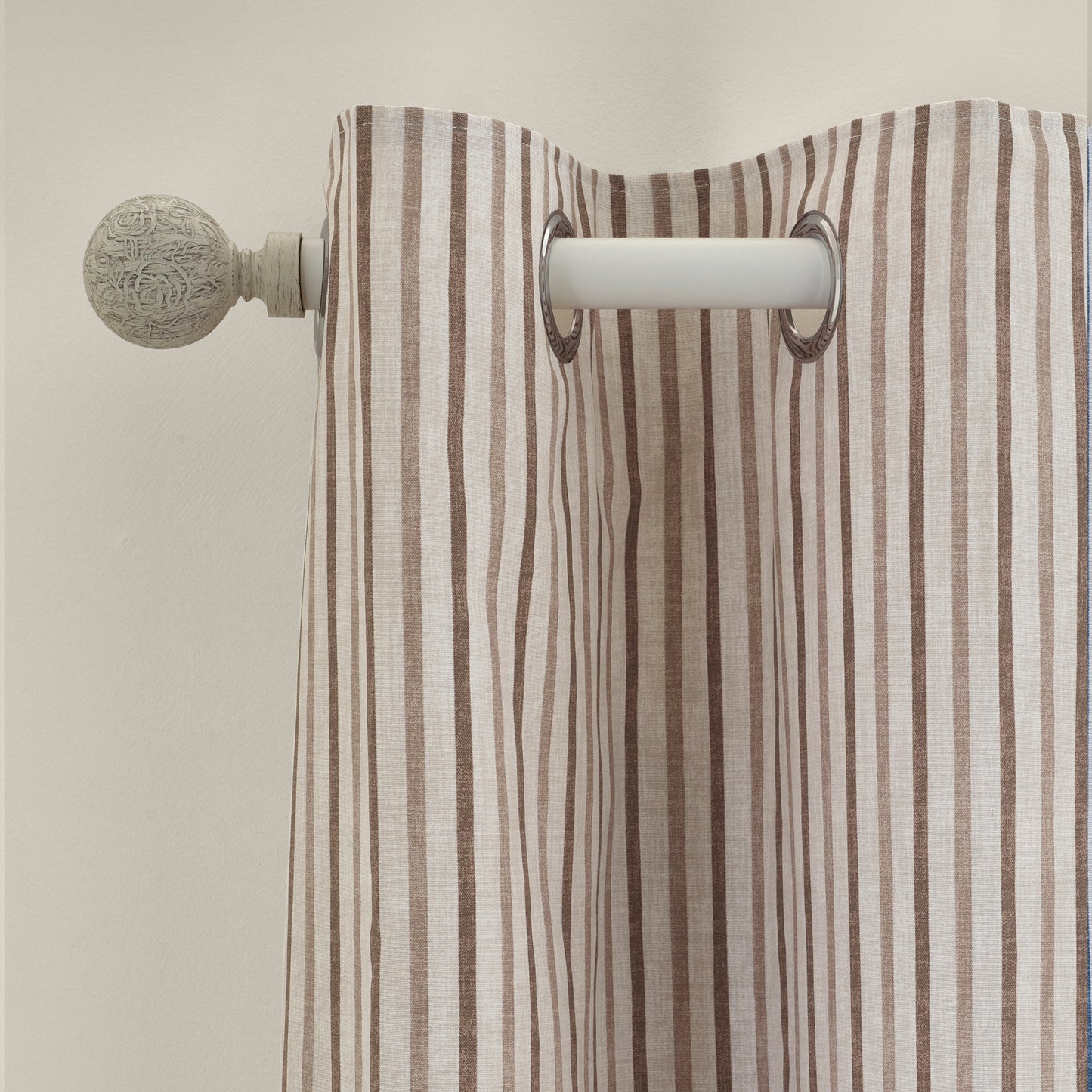 Catherine Lansfield Logan Stripe Eyelet Curtains - Natural