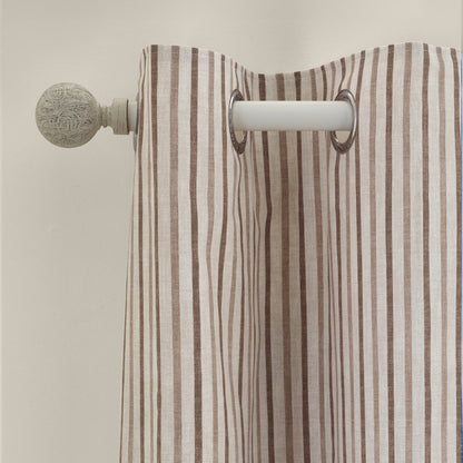 Catherine Lansfield Logan Stripe Eyelet Curtains - Natural