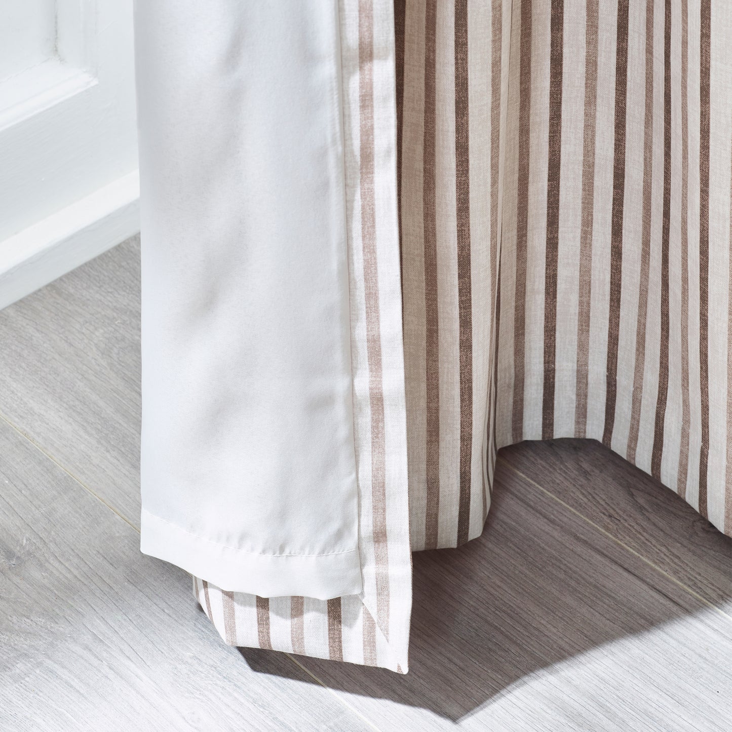 Catherine Lansfield Logan Stripe Eyelet Curtains - Natural