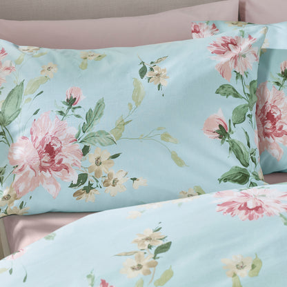 Catherine Lansfield Avebury Floral Duvet Cover Set - Duck Egg