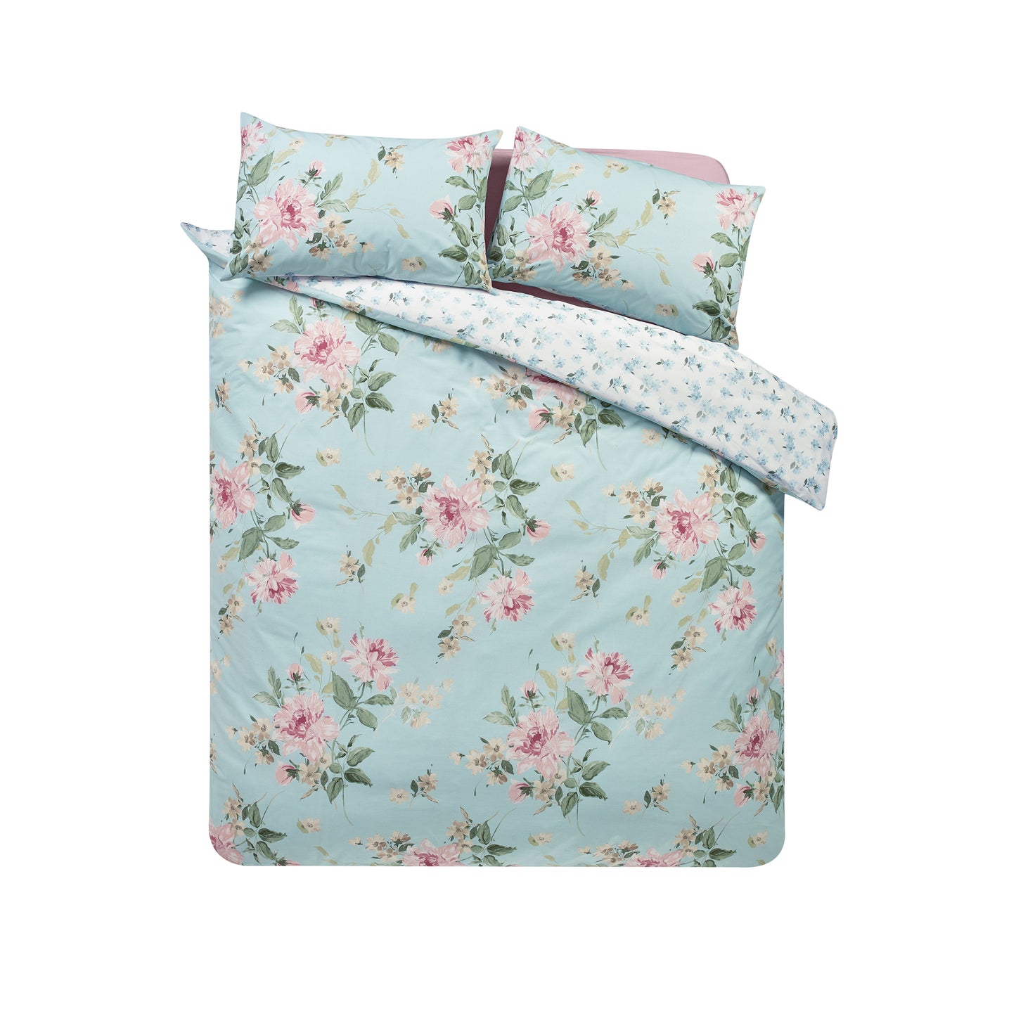 Catherine Lansfield Avebury Floral Duvet Cover Set - Duck Egg