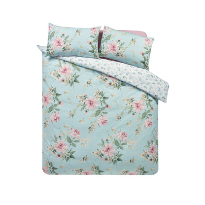 Catherine Lansfield Avebury Floral Duvet Cover Set - Duck Egg