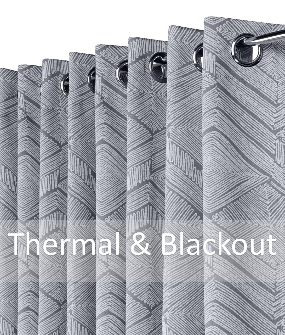 Alan Symonds Aztec Blackout Eyelet Curtains - Silver