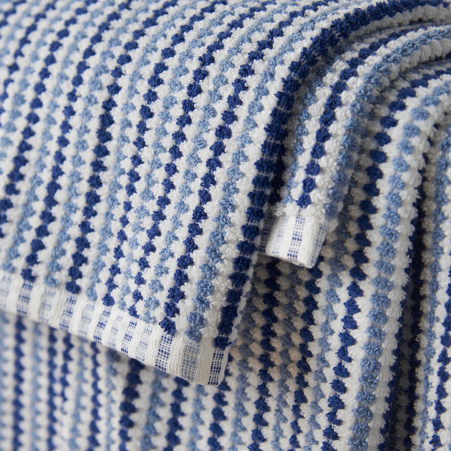 Catherine Lansfield Rice Weave Stripe Bath Towels - Blue
