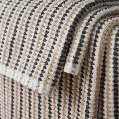 Catherine Lansfield Rice Weave Stripe Bath Towels - Grey