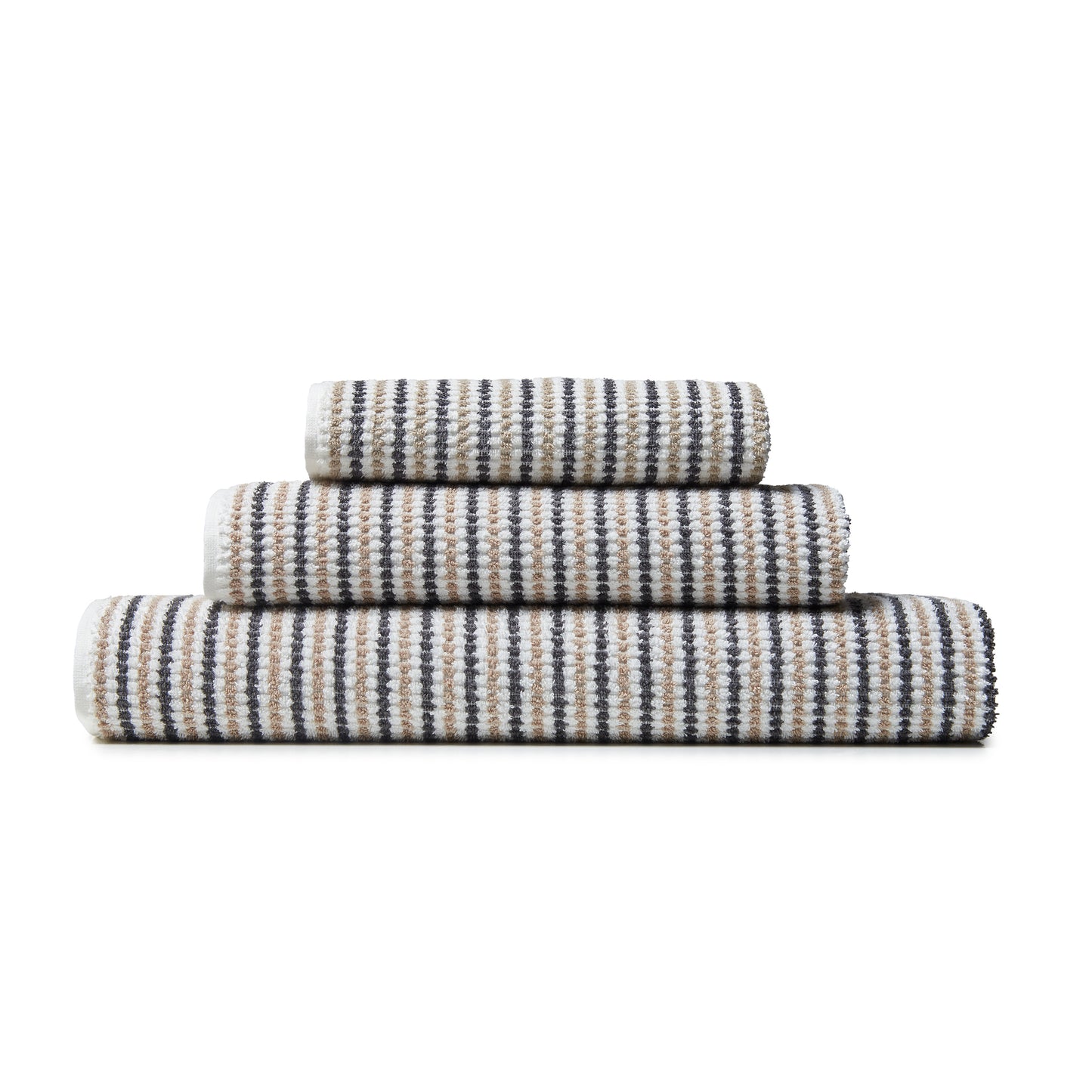Catherine Lansfield Rice Weave Stripe Bath Towels - Grey