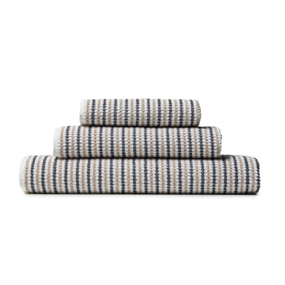 Catherine Lansfield Rice Weave Stripe Bath Towels - Grey