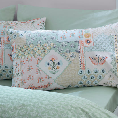 Catherine Lansfield Folk Patchwork Duvet Cover Set - Green