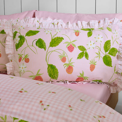 Catherine Lansfield Strawberry Frills Duvet Cover Set - Pink