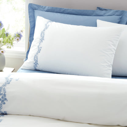 Bianca Camille Embroidered Floral Duvet Cover Set - White/Blue