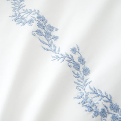 Bianca Camille Embroidered Floral Duvet Cover Set - White/Blue