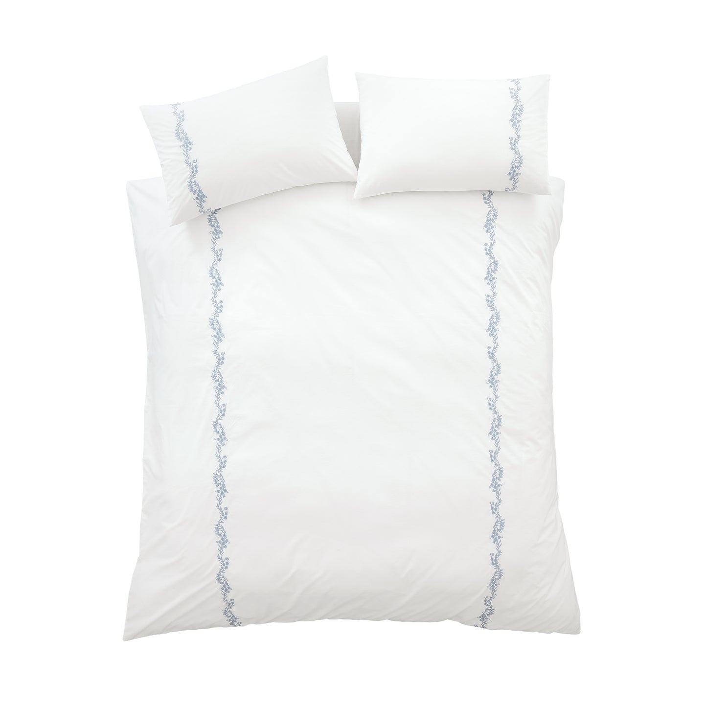 Bianca Camille Embroidered Floral Duvet Cover Set - White/Blue