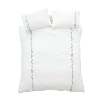 Bianca Camille Embroidered Floral Duvet Cover Set - White/Blue