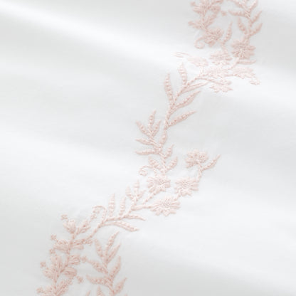 Bianca Camille Embroidered Floral Duvet Cover Set - White/Pink