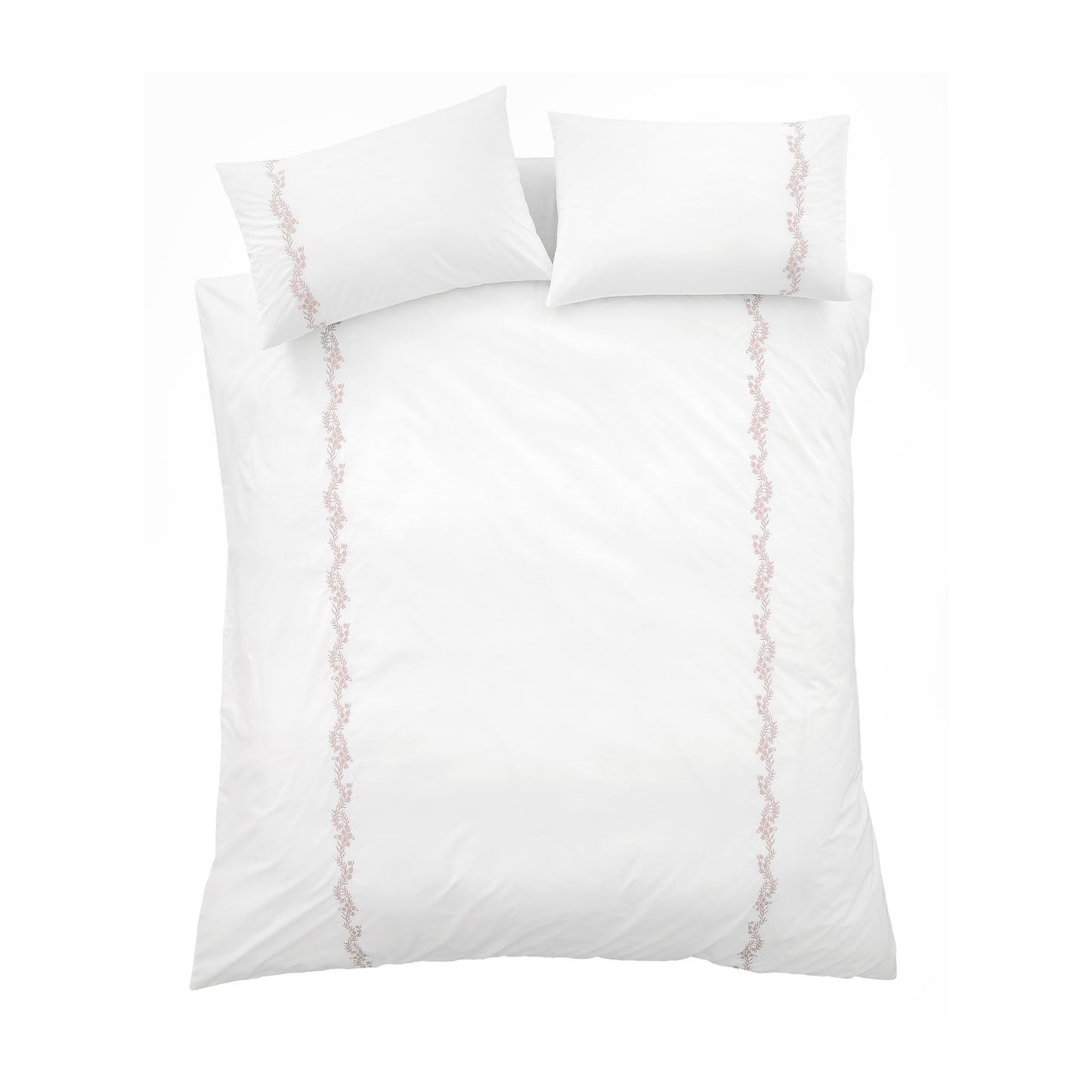 Bianca Camille Embroidered Floral Duvet Cover Set - White/Pink