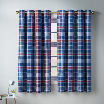Catherine Lansfield Stars And Check Eyelet Curtains