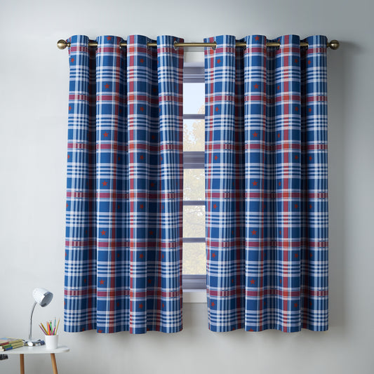 Catherine Lansfield Stars And Check Eyelet Curtains