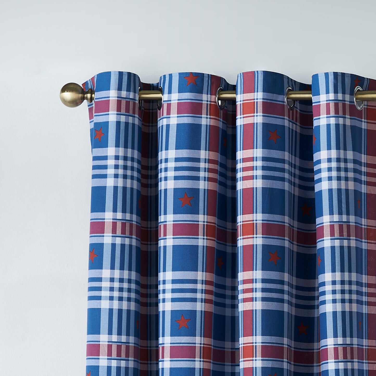 Catherine Lansfield Stars And Check Eyelet Curtains