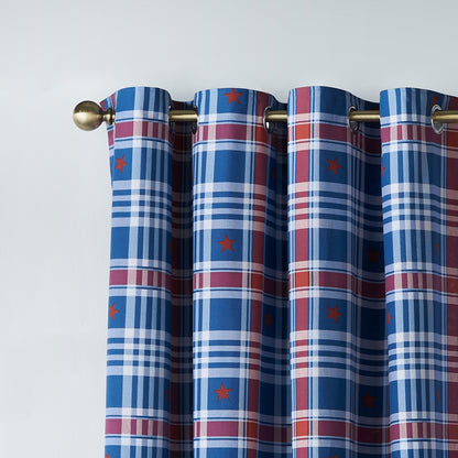 Catherine Lansfield Stars And Check Eyelet Curtains