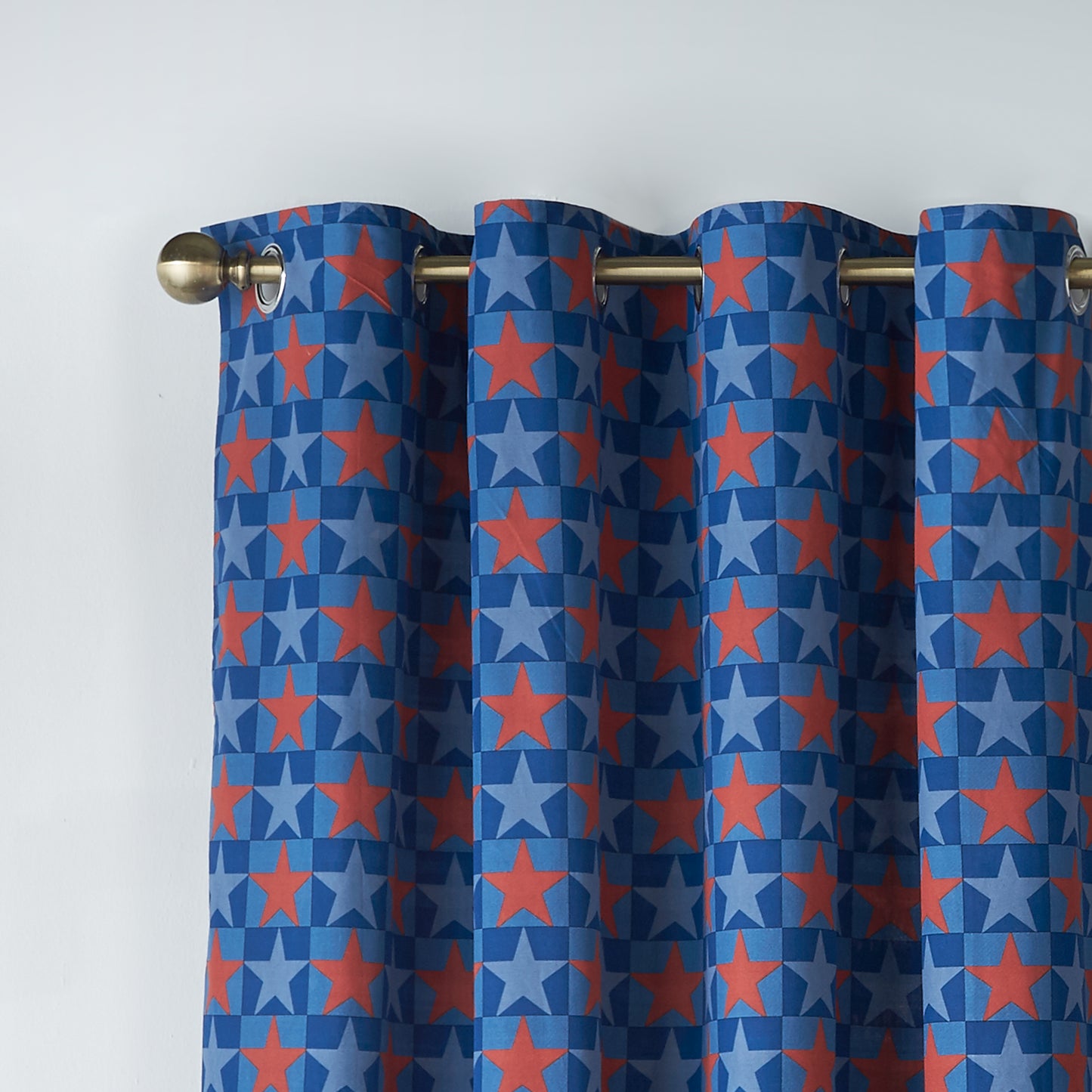 Catherine Lansfield Stars And Check Eyelet Curtains