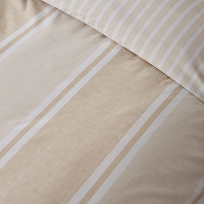 Catherine Lansfield Banded Stripe Duvet Cover Set - Natural