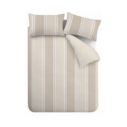 Catherine Lansfield Banded Stripe Duvet Cover Set - Natural