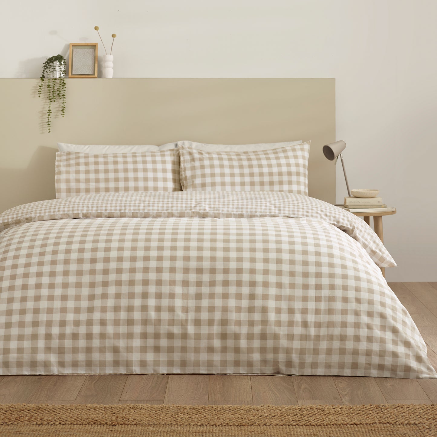 Catherine Lansfield Bamford Gingham Check Duvet Cover Set - Natural