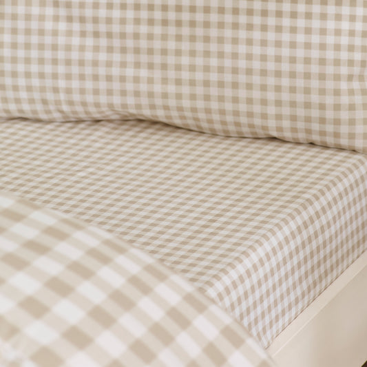 Catherine Lansfield Bamford Gingham Check Fitted Sheet - Natural