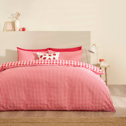 Catherine Lansfield Bamford Gingham Check Duvet Cover Set - Red