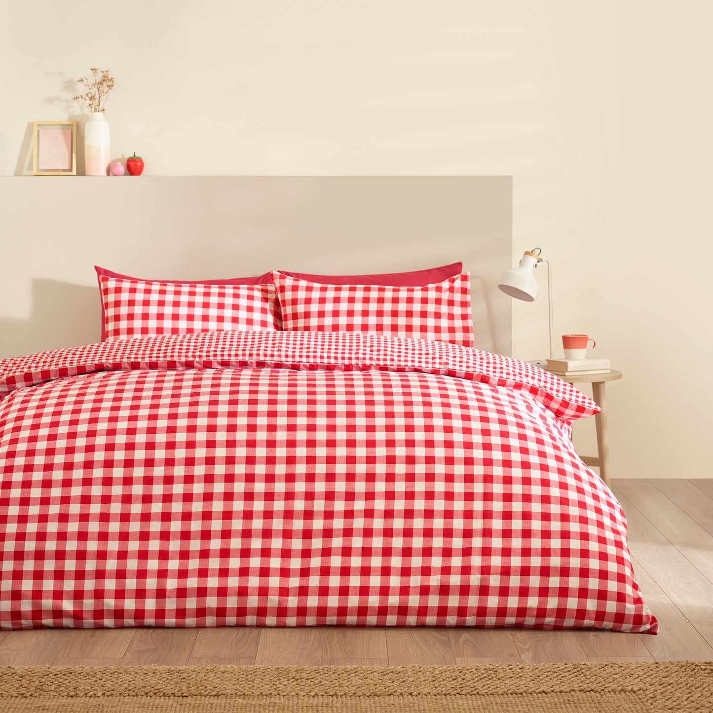 Catherine Lansfield Bamford Gingham Check Duvet Cover Set - Red