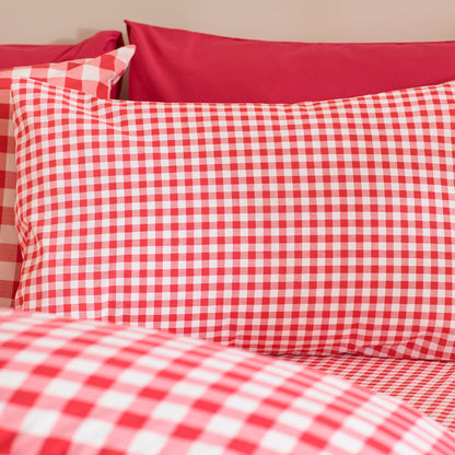 Catherine Lansfield Bamford Gingham Check Duvet Cover Set - Red