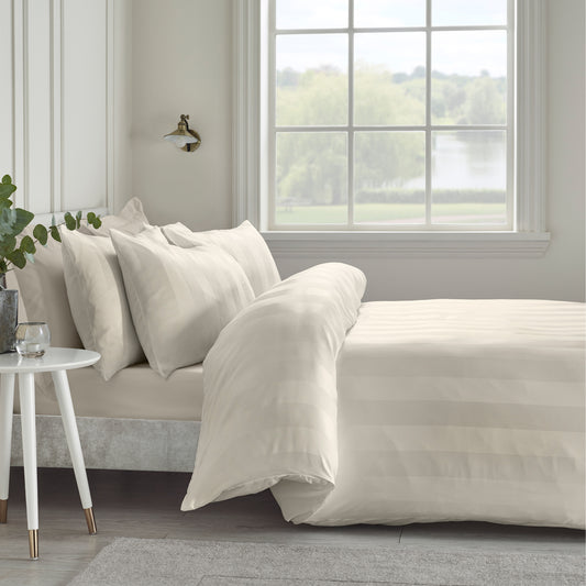 Catherine Lansfield So Soft Satin Stripe Duvet Cover Set - Cream