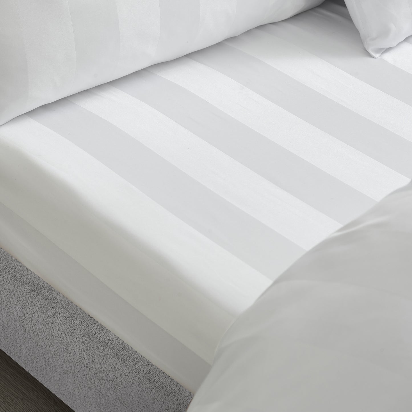 Catherine Lansfield So Soft Satin Stripe Fitted Sheet - White