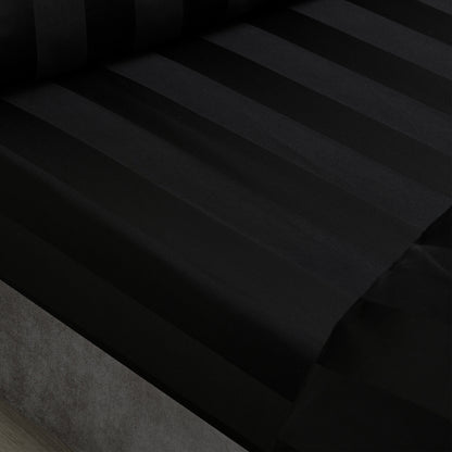 Catherine Lansfield So Soft Satin Stripe Fitted Sheet - Black