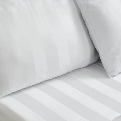 Catherine Lansfield So Soft Satin Stripe Fitted Sheet - White