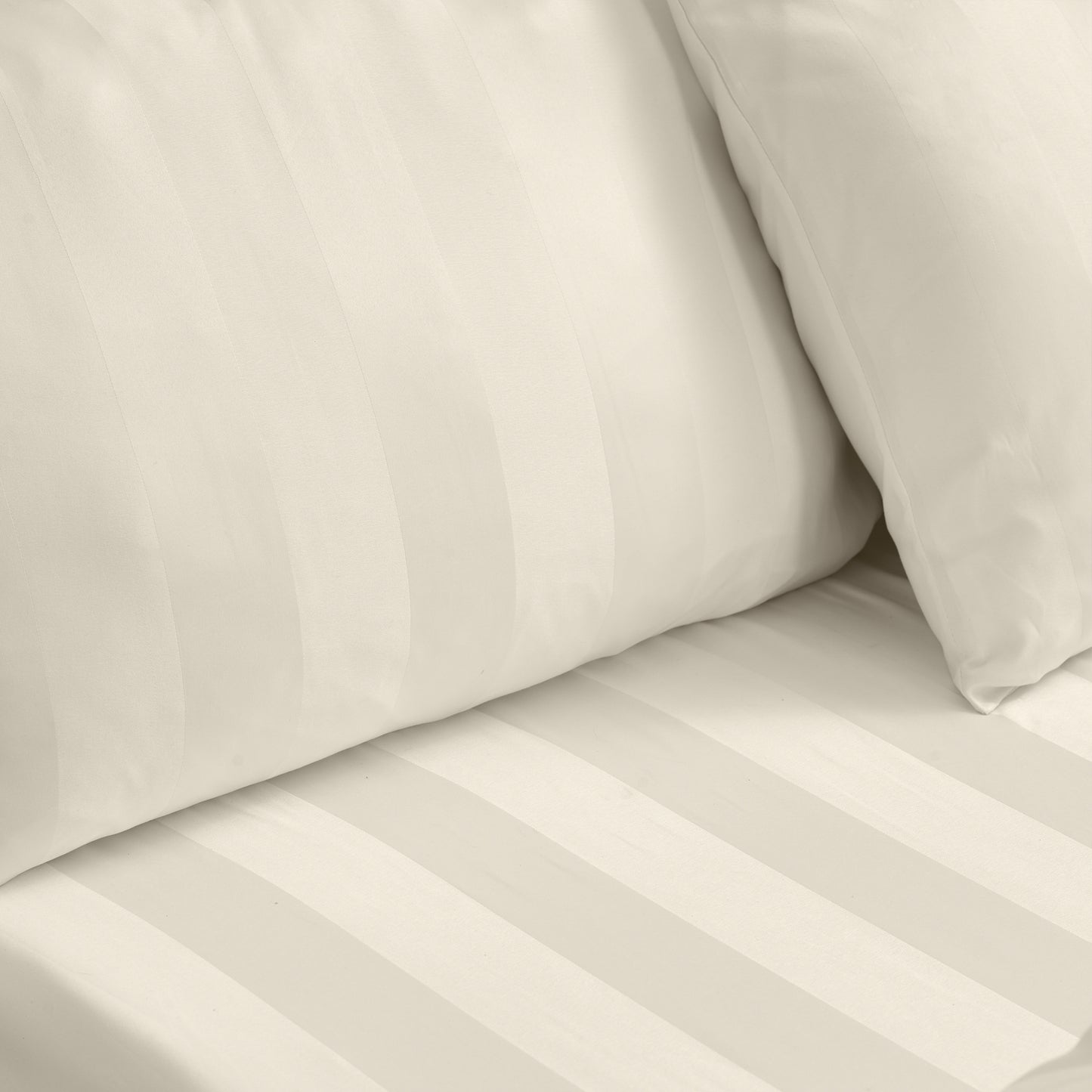 Catherine Lansfield So Soft Satin Stripe Fitted Sheet - Cream