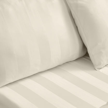 Catherine Lansfield So Soft Satin Stripe Fitted Sheet - Cream