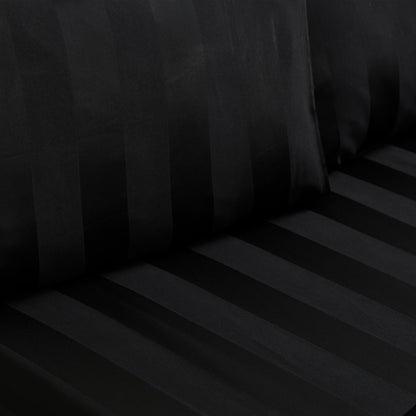 Catherine Lansfield So Soft Satin Stripe Fitted Sheet - Black