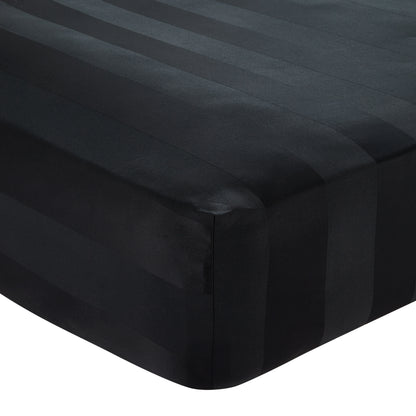 Catherine Lansfield So Soft Satin Stripe Fitted Sheet - Black