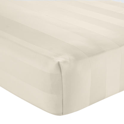 Catherine Lansfield So Soft Satin Stripe Fitted Sheet - Cream