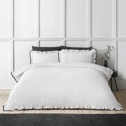 Catherine Lansfield So Soft Mono Frill Duvet Cover Set - White/Black