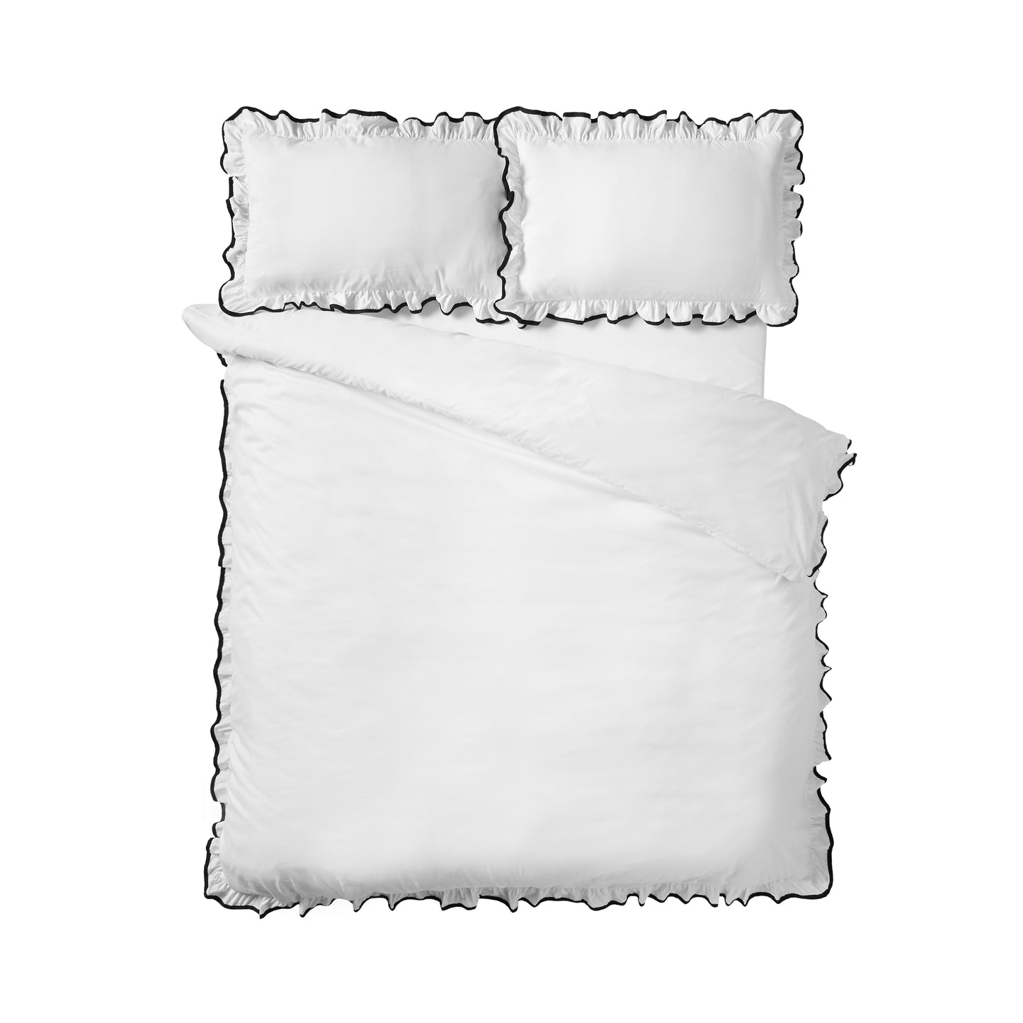 Catherine Lansfield So Soft Mono Frill Duvet Cover Set - White/Black